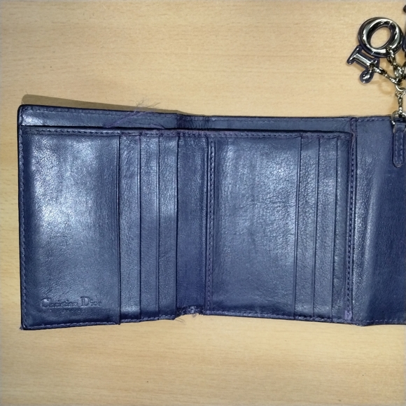 Authentic Christian Dior Lady Dior Bifold Patent Leather Wallet in Purple 💜 - Picture 12 of 16